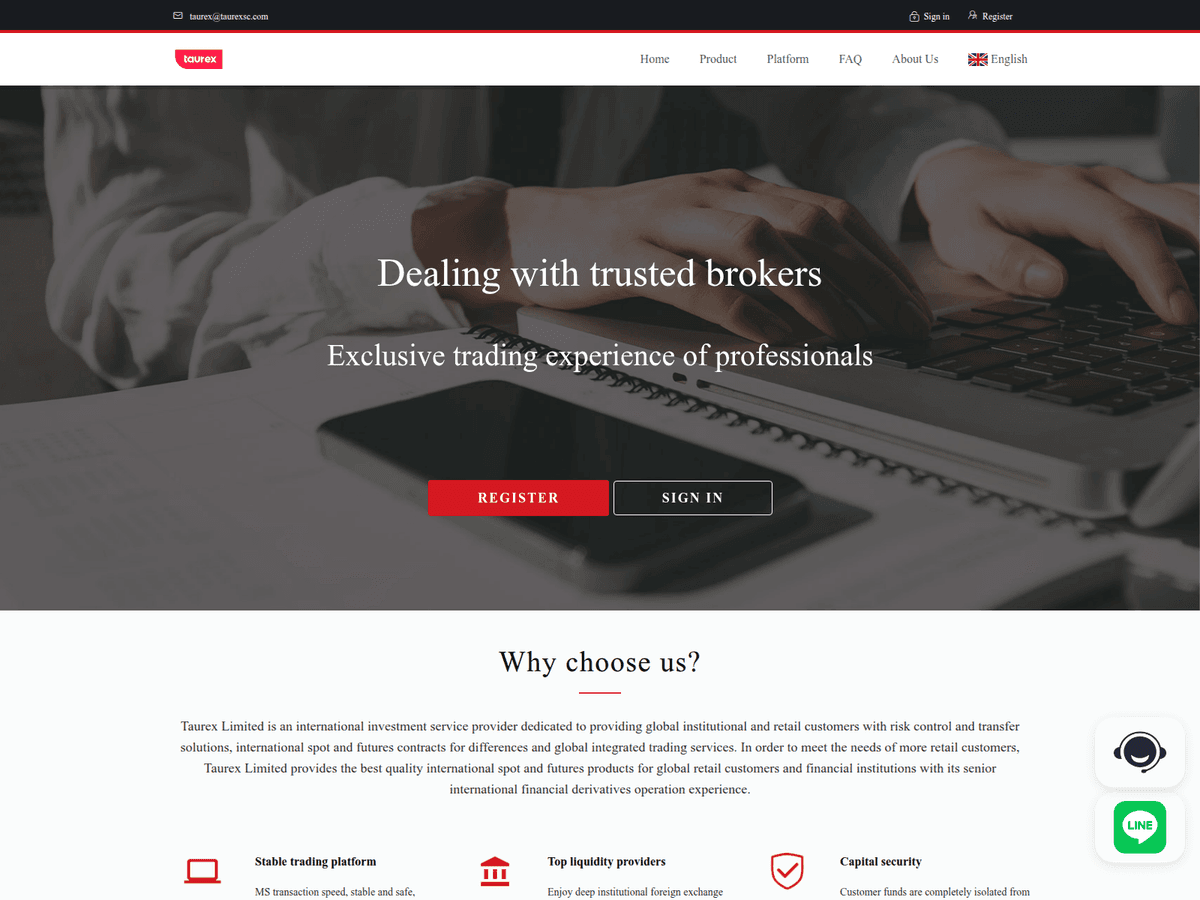 Screenshot der Webseite Taurexsc (taurexsc.com)