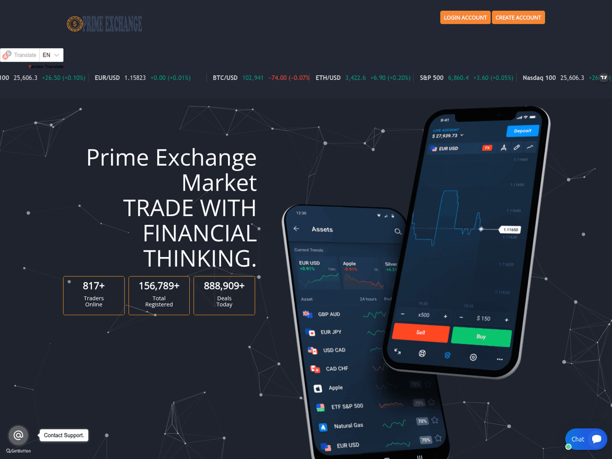 Screenshot von Primeexchangemarket