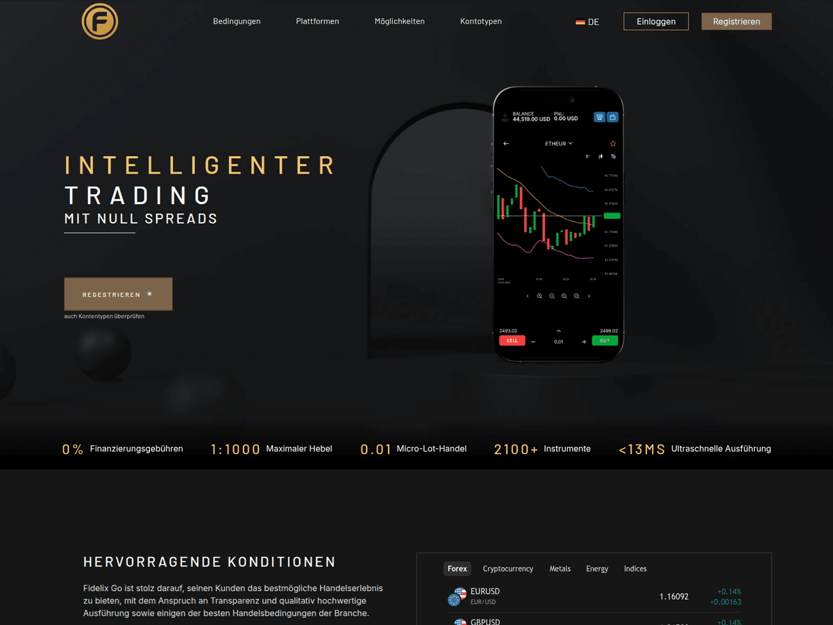 Screenshot von Fidelixgo