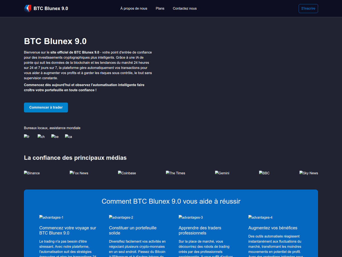 Screenshot der Webseite Btcblunex90 (btcblunex90.fr)