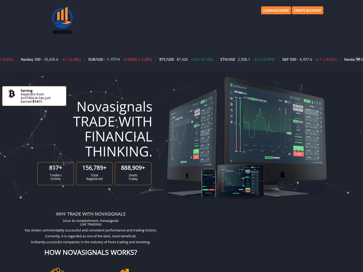 Screenshot der Webseite Novasignals (novasignals.top)