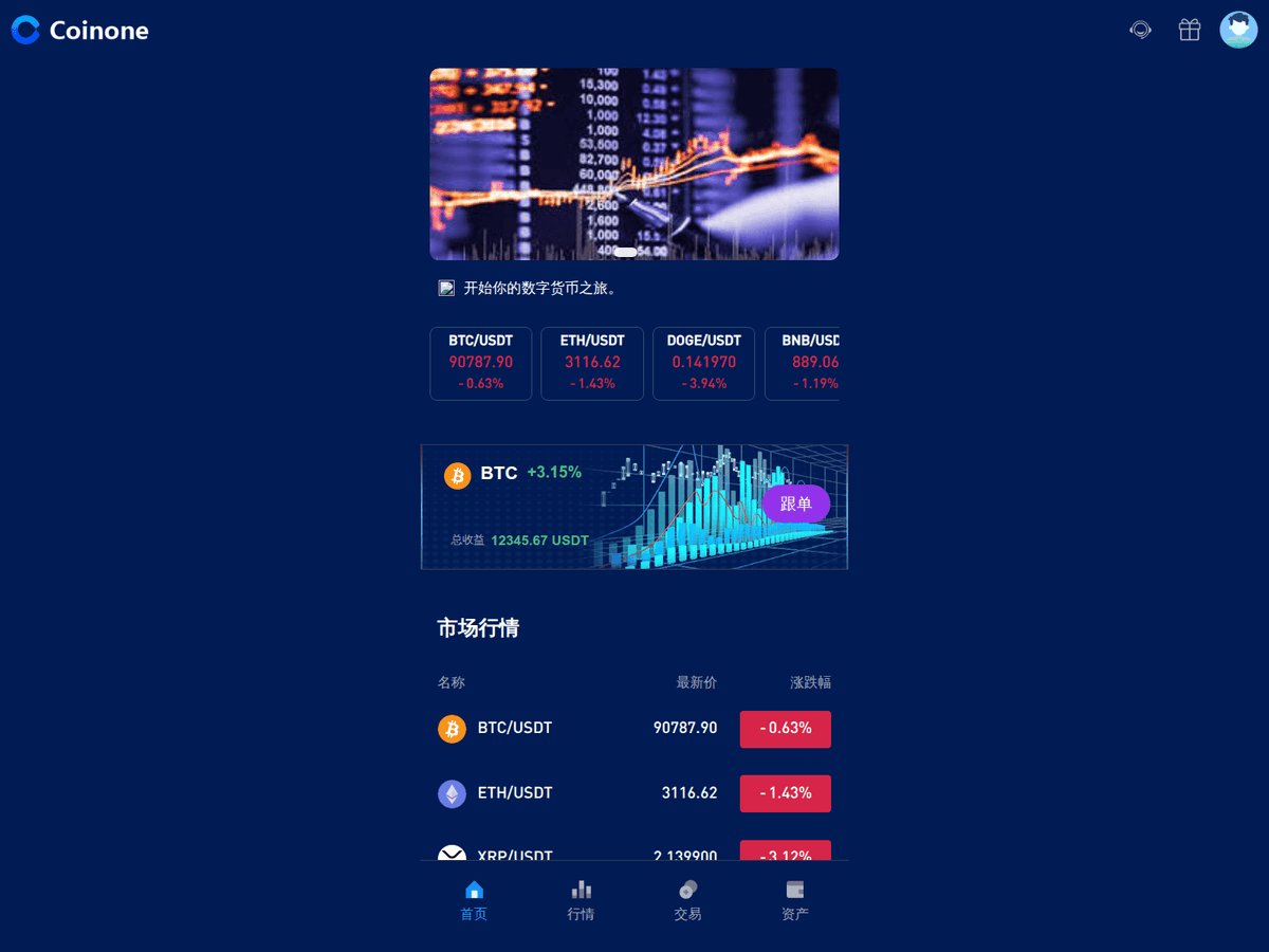 Screenshot von Coinonenew