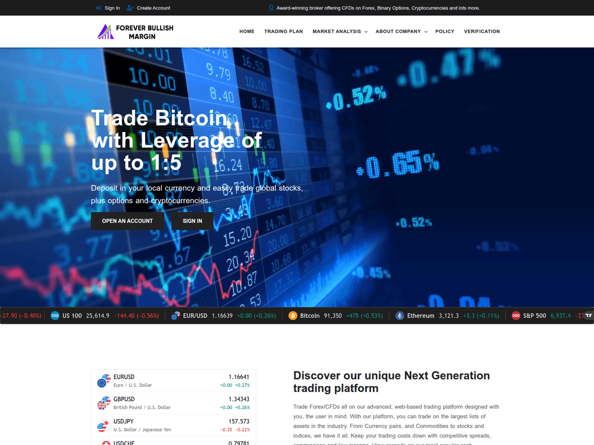 Screenshot der Webseite Foreverbullishmargin (foreverbullishmargin.live)