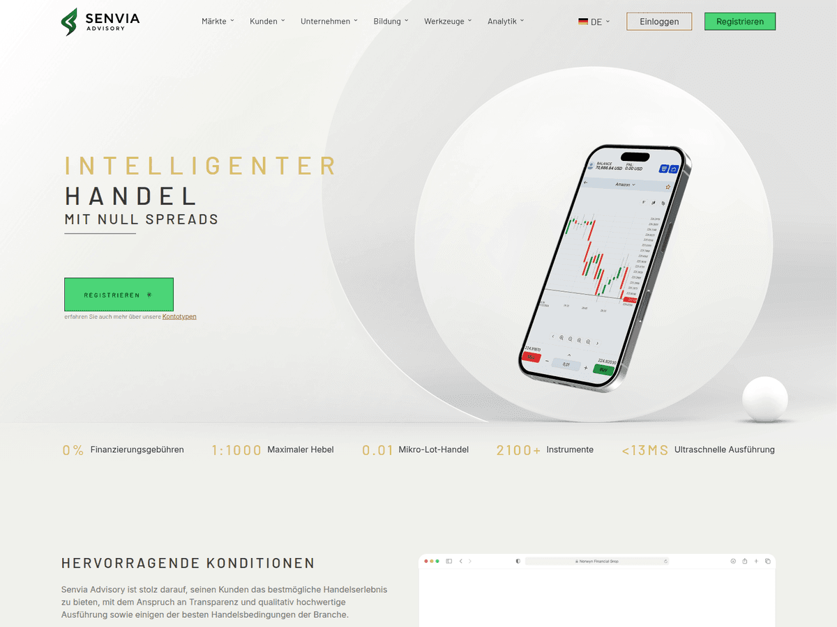 Screenshot von Senviaadvisor