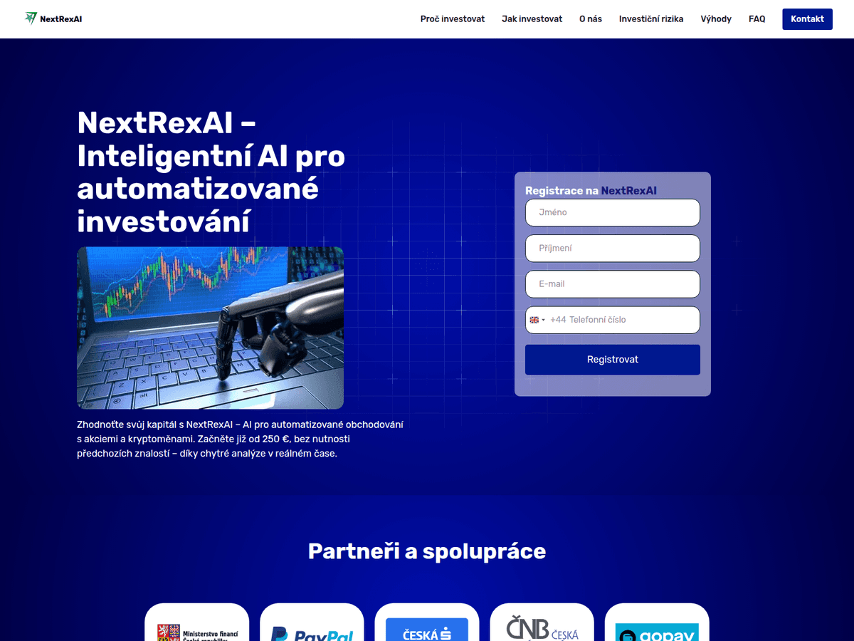 Screenshot von Nextrexai Cz