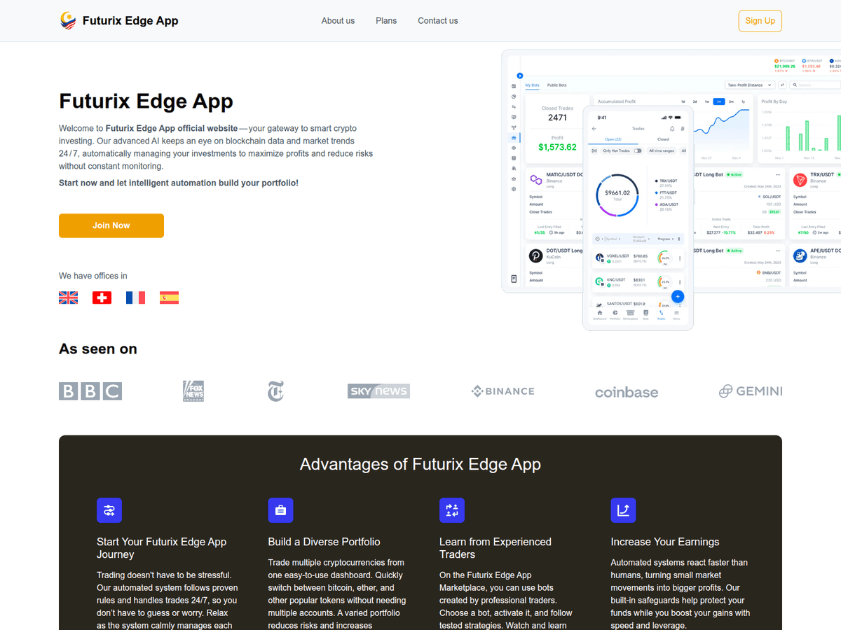 Screenshot von Futurixedgeapp
