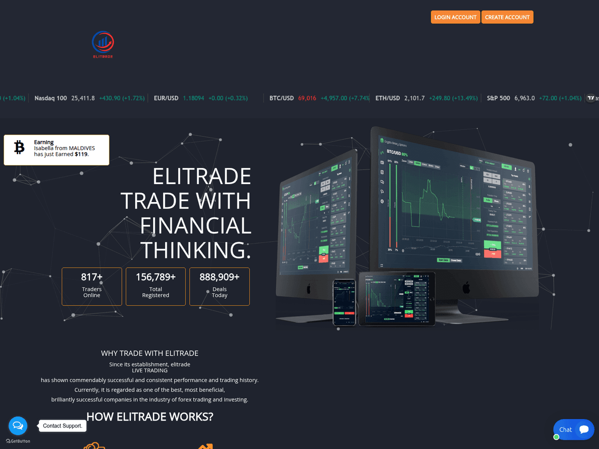 Screenshot von Elitrade
