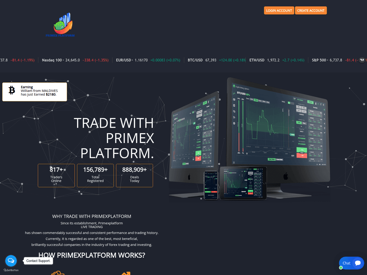 Screenshot von Primexplatform