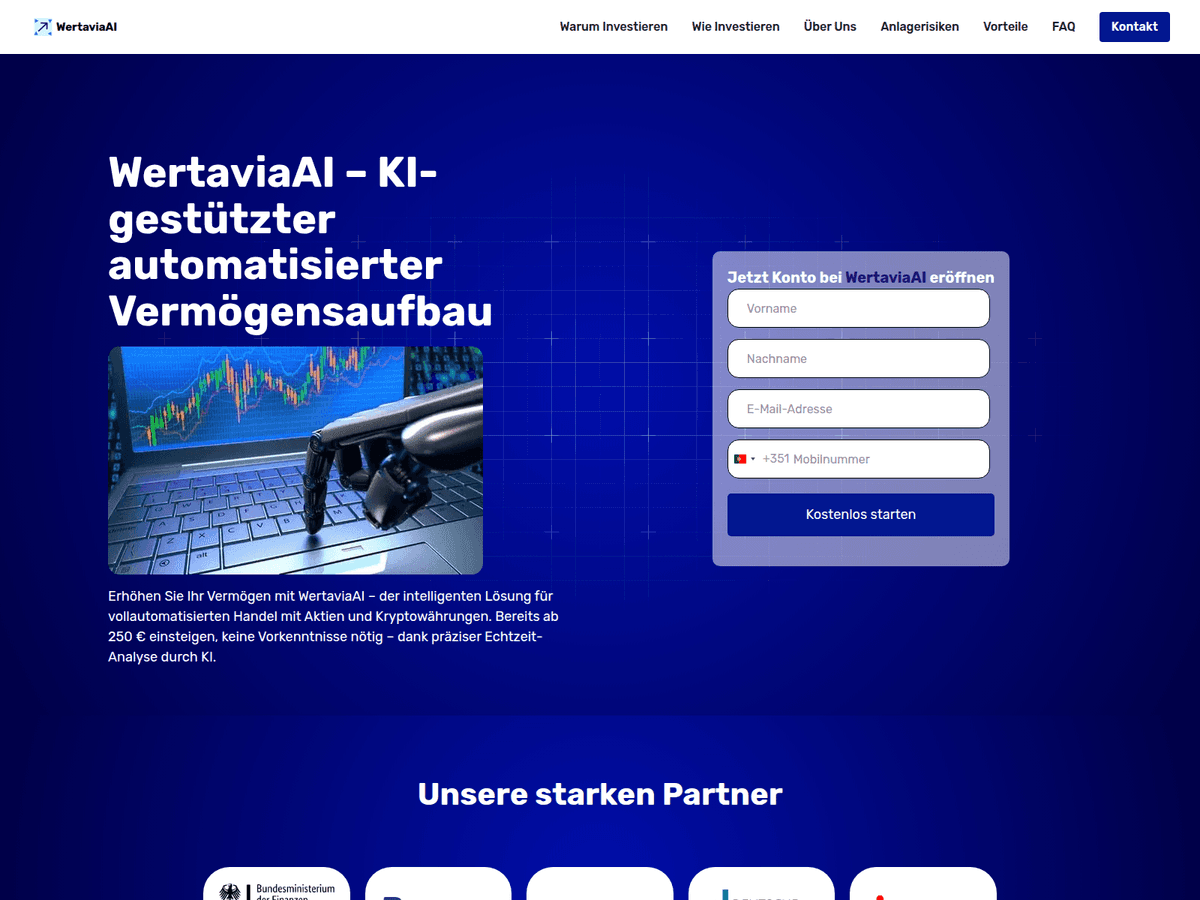 Screenshot von Wertaviaai