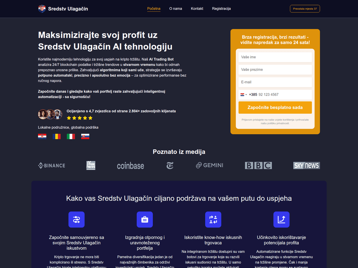 Screenshot der Webseite Sredstv Ulagacin (sredstv-ulagacin.net)