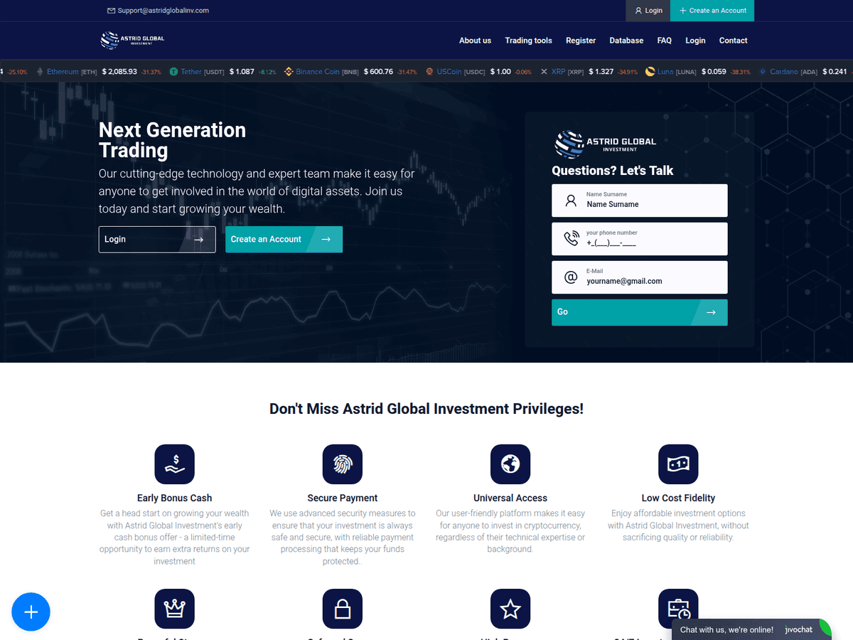 Screenshot von Astridglobalinv