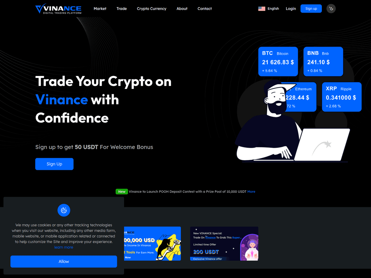 Screenshot der Webseite Vinance (vinance.net)