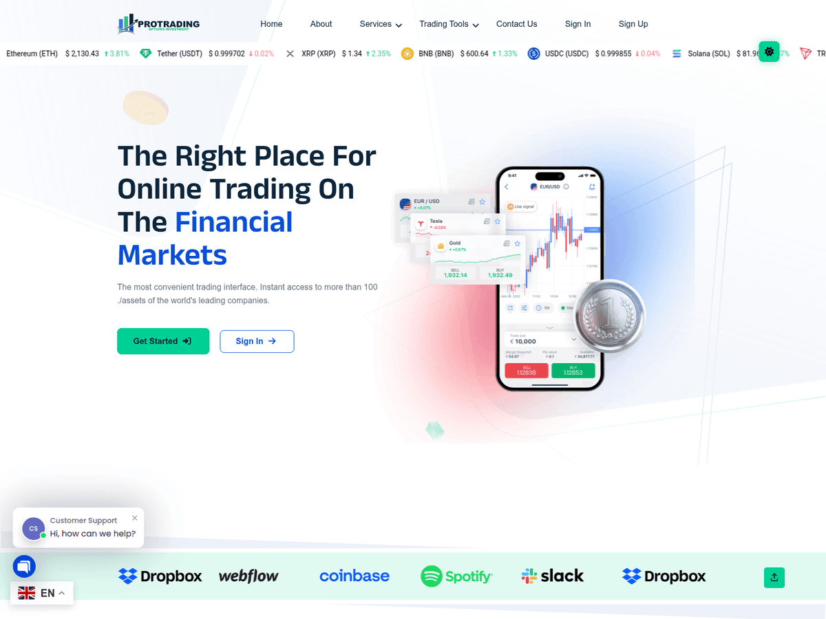 Screenshot von Protrading Options