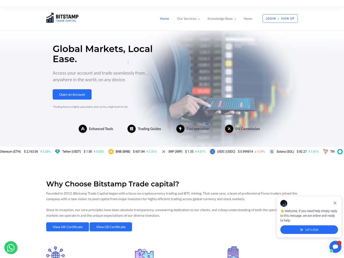 Screenshot von Bitstamptradecapitals