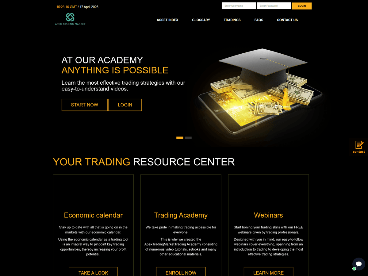 Screenshot von Apextradingmarket