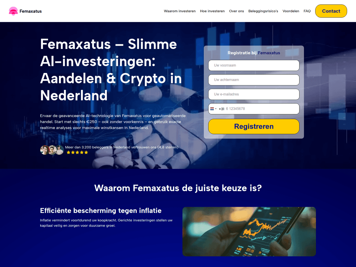 Screenshot der Webseite Femaxatus (femaxatus.nl)