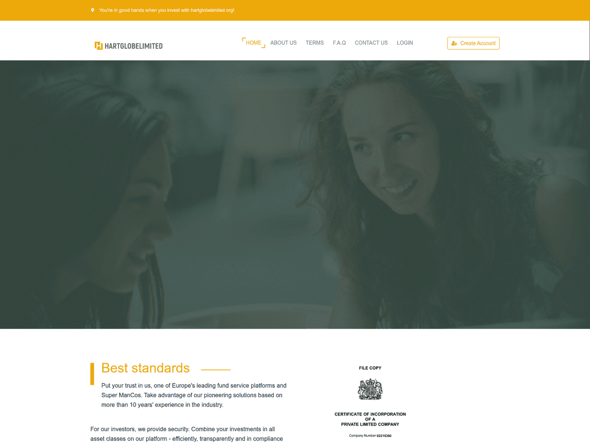 Screenshot der Webseite Hartglobelimited (hartglobelimited.org)