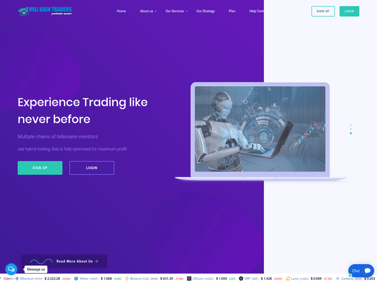Screenshot der Webseite Milligaintrader (milligaintrader.org)