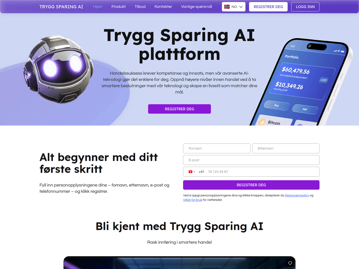 Screenshot von Tryggsparingai