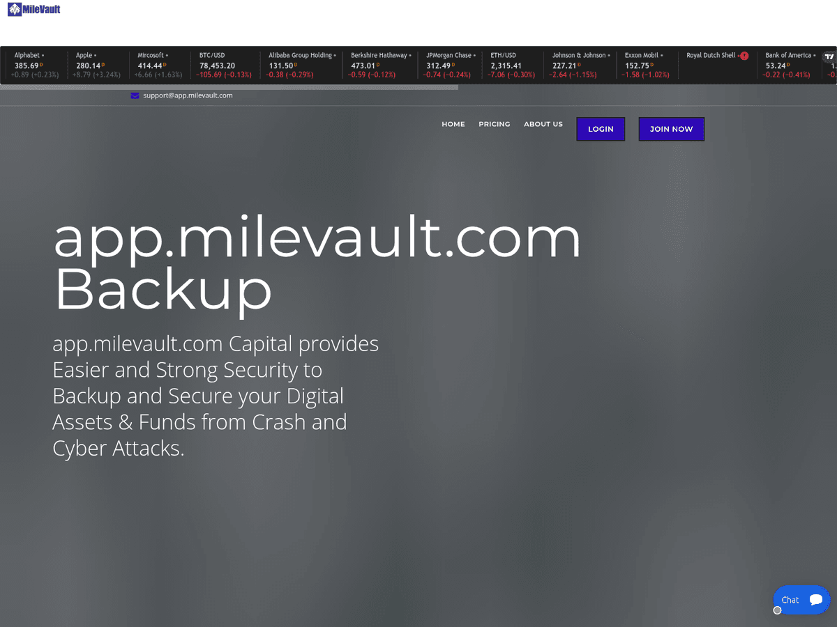Screenshot der Webseite Milevault (milevault.com)