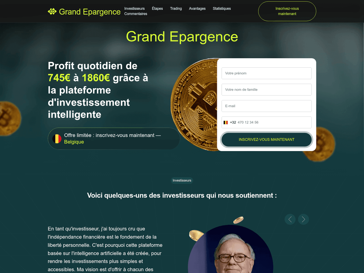 Screenshot der Webseite Grand Epargence (grand-epargence.org)