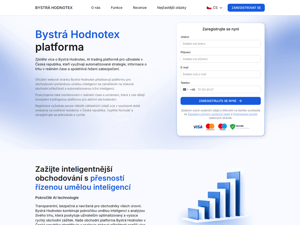 Screenshot der Webseite Bystra Hodnotex (bystra-hodnotex.com)