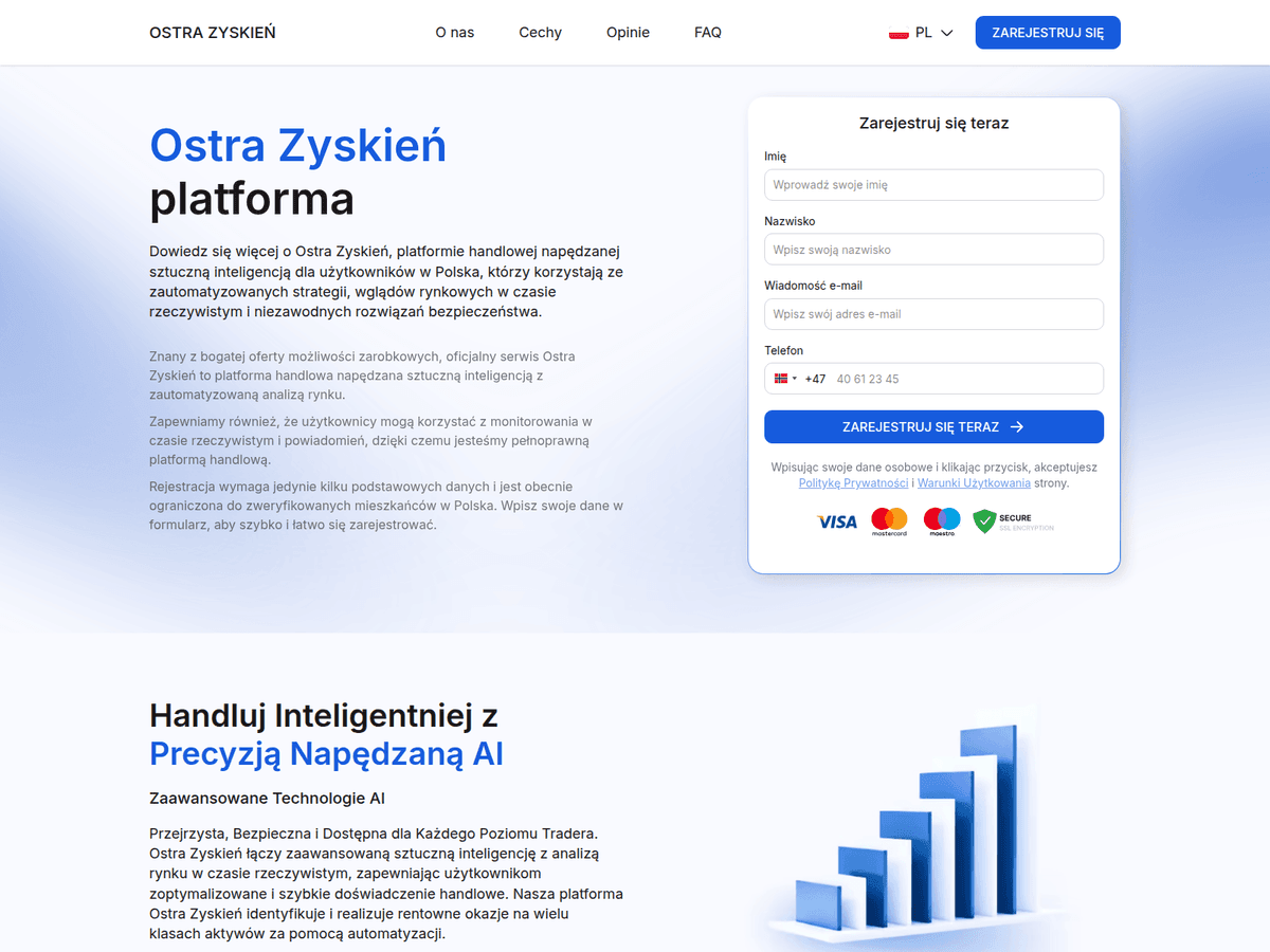 Screenshot der Webseite Ostra Zyskien (ostra-zyskien.com)