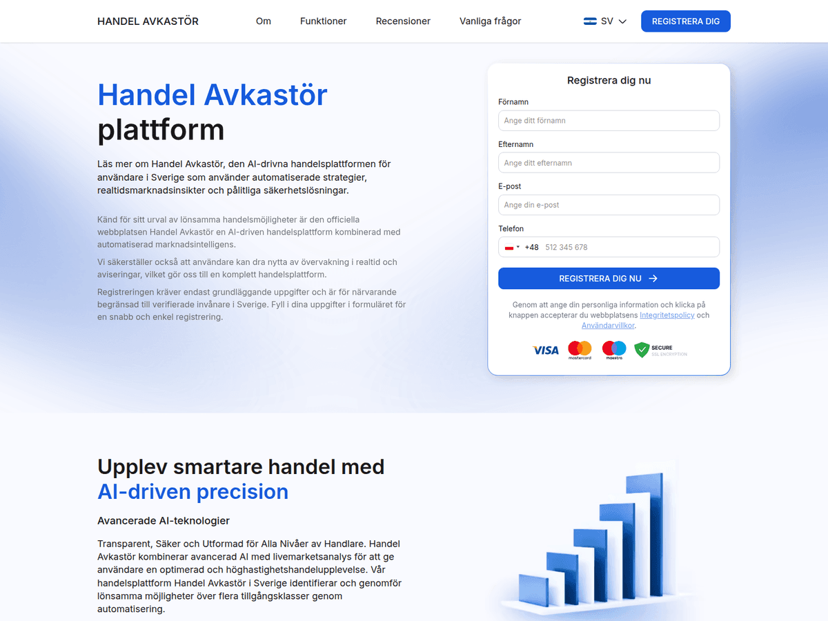 Screenshot der Webseite Handel Avkastor (handel-avkastor.com)
