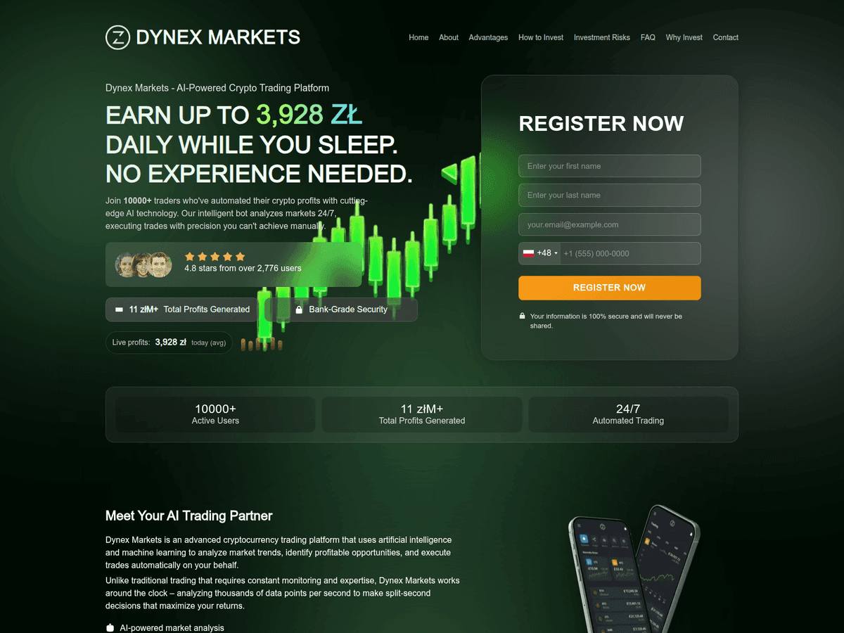 Screenshot der Webseite Dynexmarkets (dynexmarkets.com)