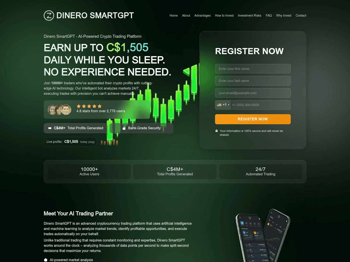Screenshot der Webseite Dinero Smartgpt (dinero-smartgpt.org)
