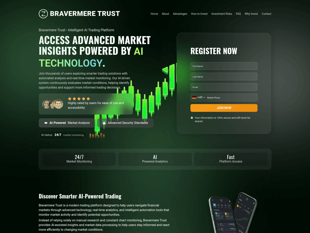 Screenshot der Webseite Bravermere Trust (bravermere-trust.net)