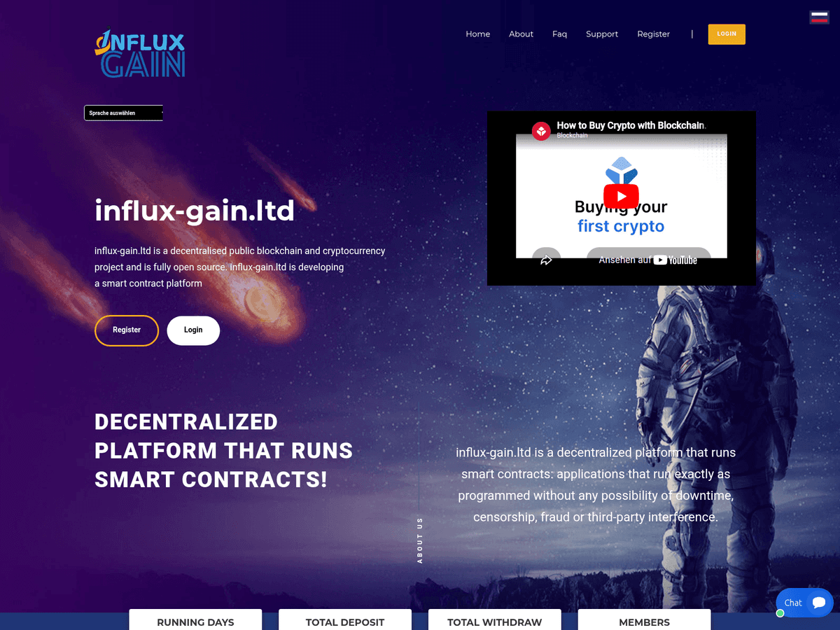 Screenshot der Webseite Influx Gain (influx-gain.ltd)