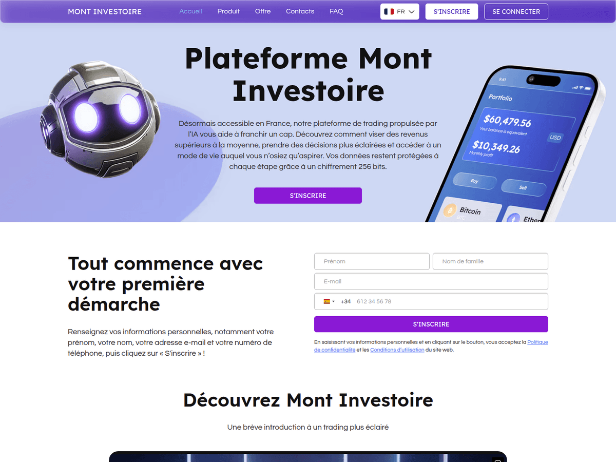 Screenshot der Webseite Mont Investoire (mont-investoire.com)