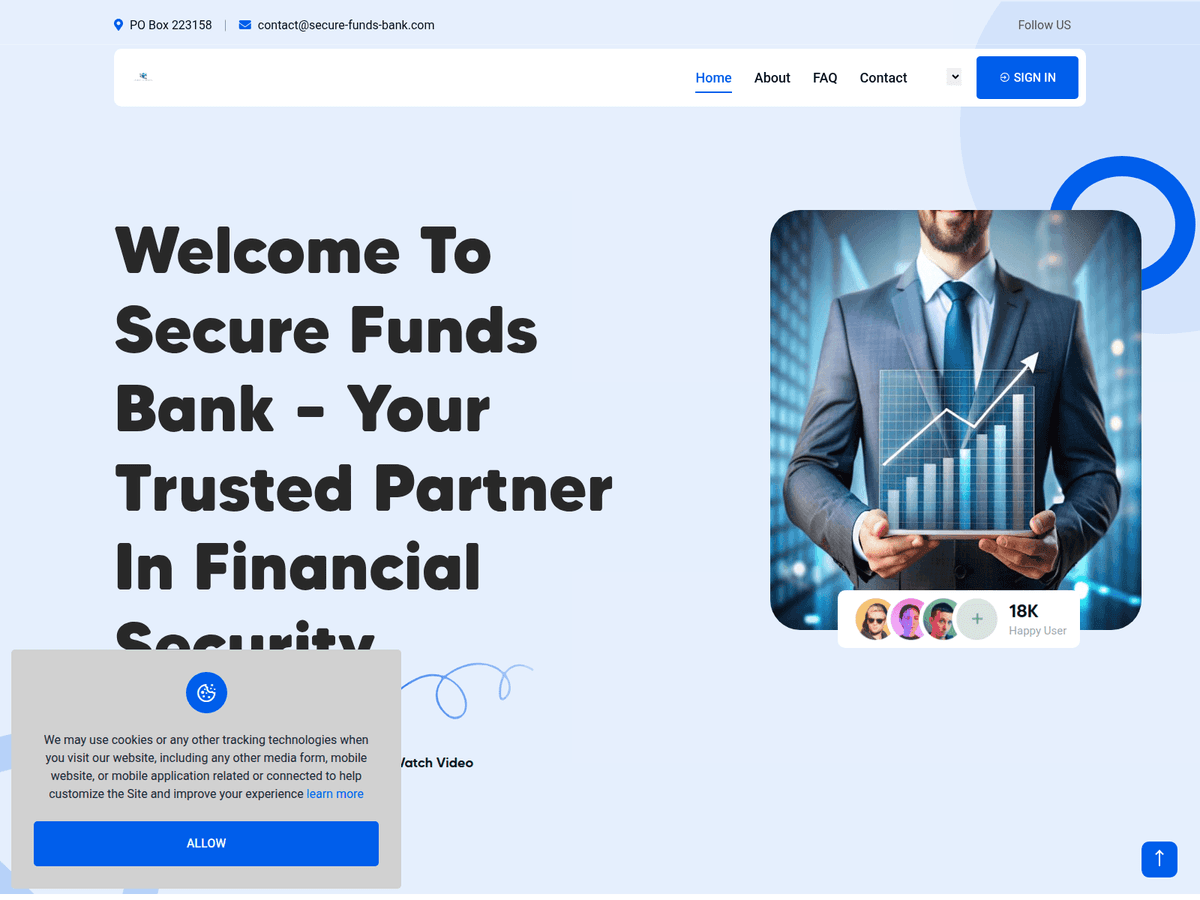 Screenshot der Webseite Secure Funds Bank (secure-funds-bank.com)