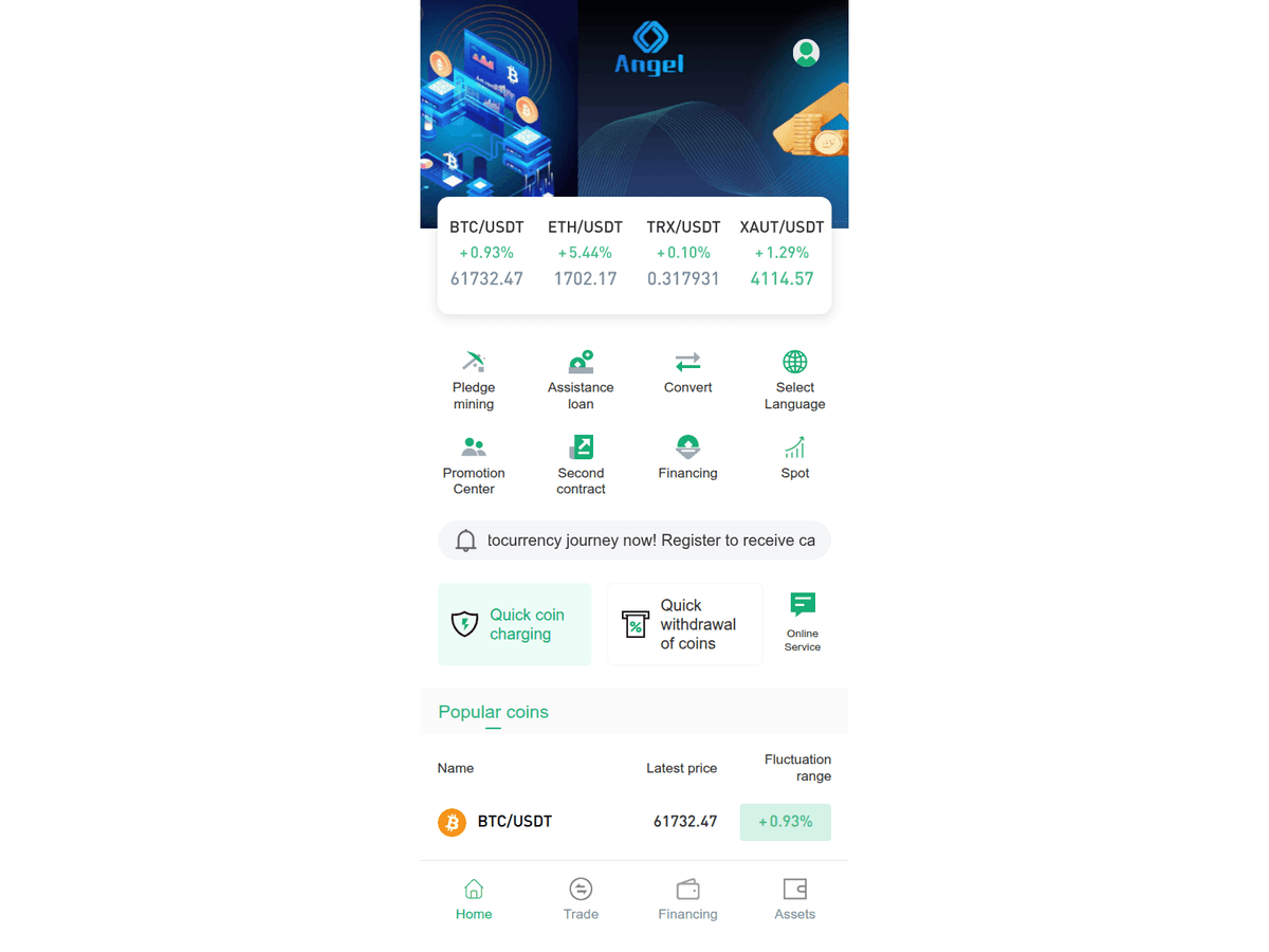 Screenshot von Angel Coin