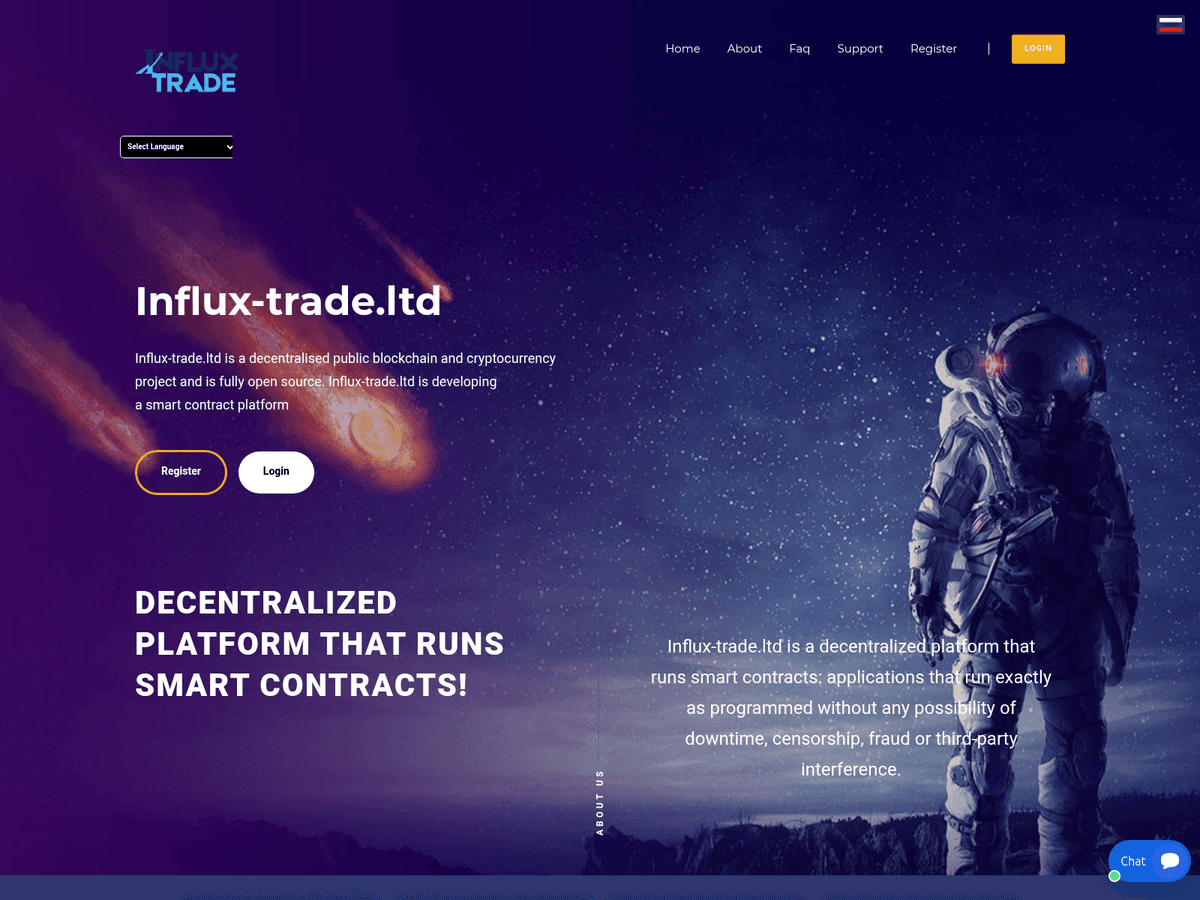 Screenshot der Webseite Influx Trade (influx-trade.ltd)
