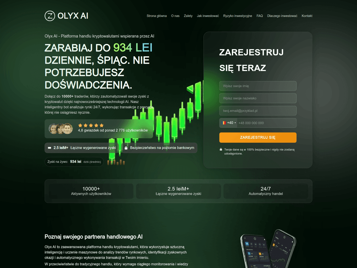Screenshot der Webseite Olyxai Official (olyxai-official.com)