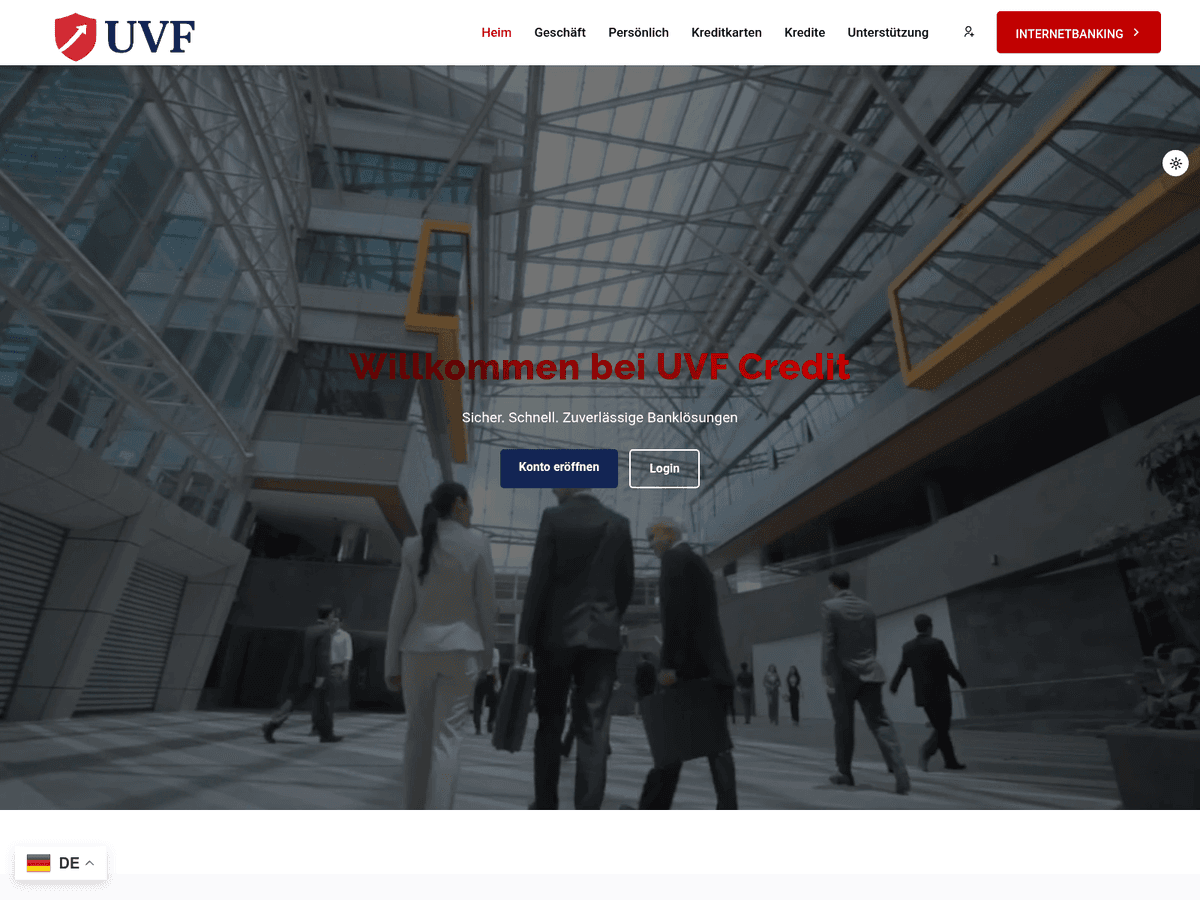 Screenshot der Webseite Uvfcredit (uvfcredit.com)