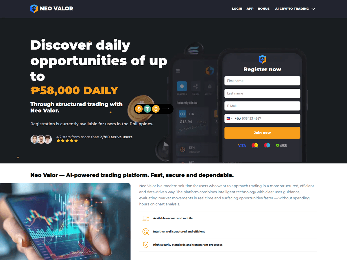 Screenshot der Webseite Neo Valor (neo-valor.com)
