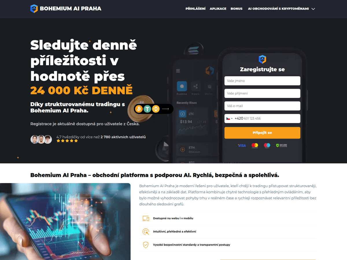 Screenshot der Webseite Bohemiumaipraha (bohemiumaipraha.com)