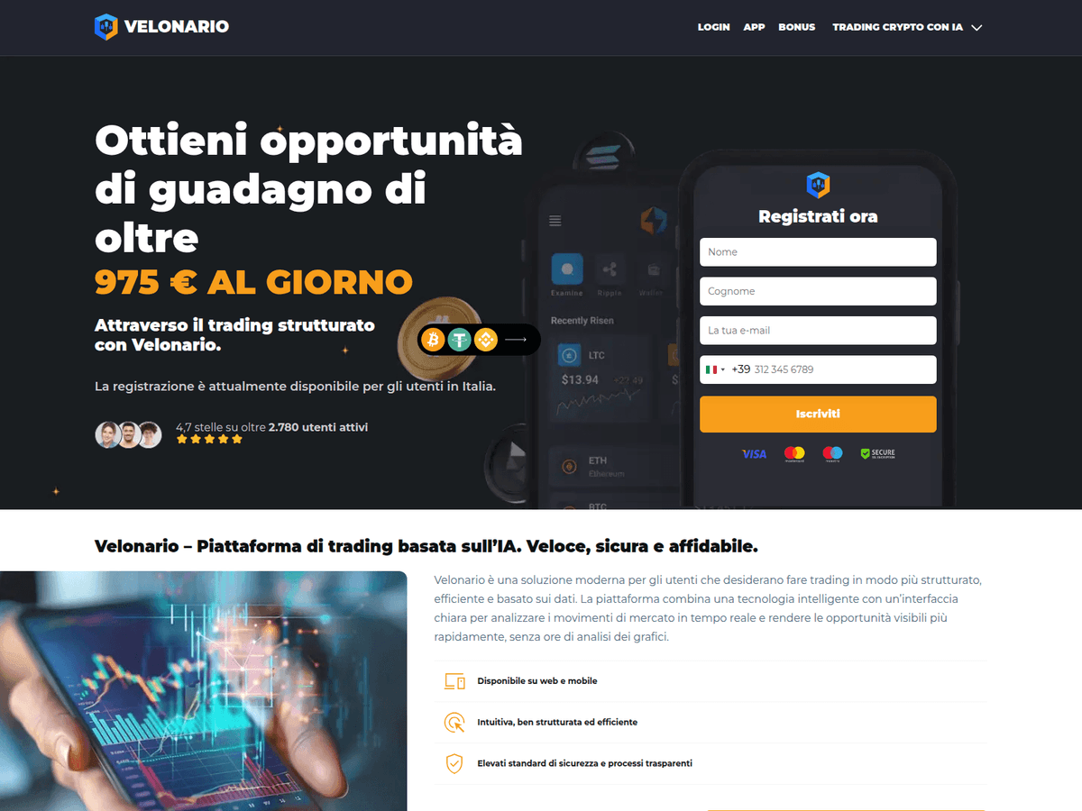 Screenshot der Webseite Velonarioia (velonarioia.com)
