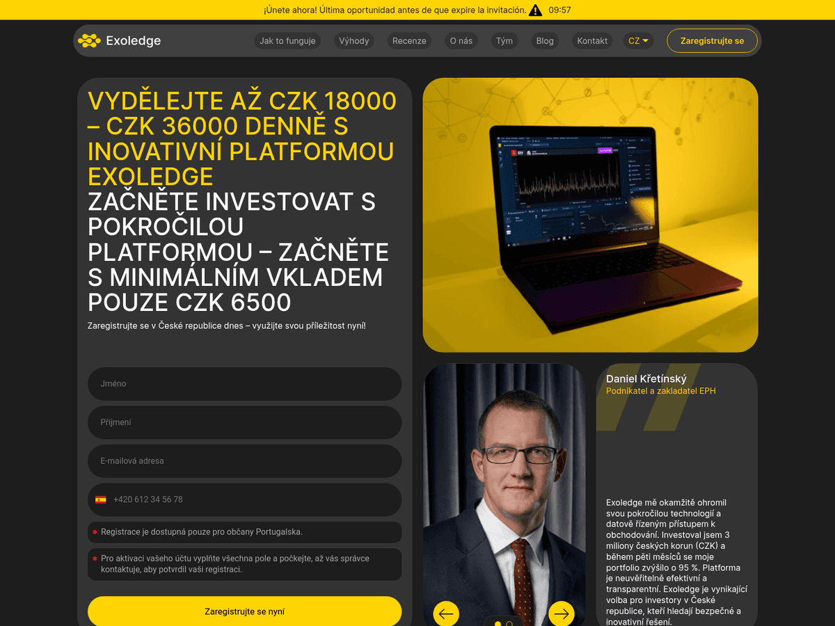 Screenshot der Webseite Exoledge Cz (exoledge-cz.com)