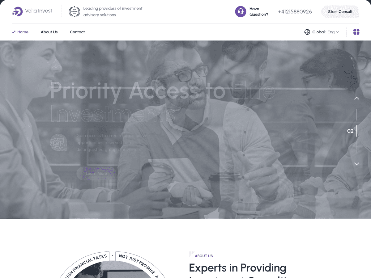 Screenshot von Volia Invest