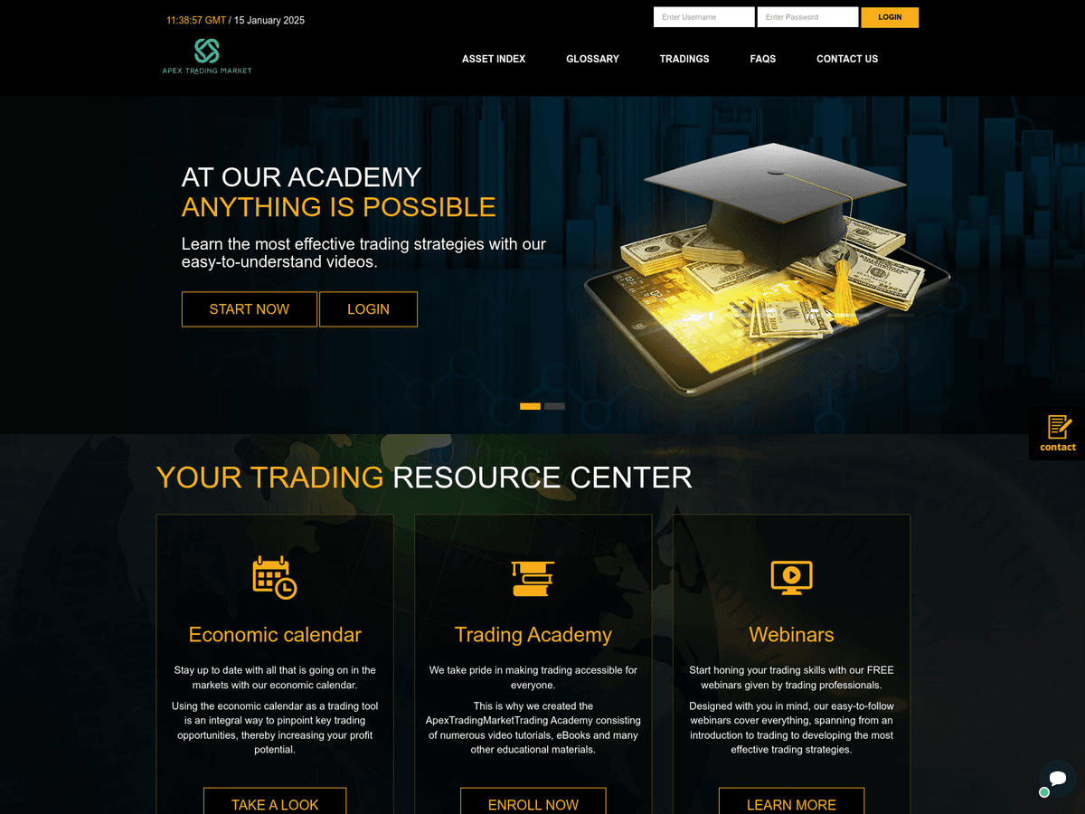 Screenshot von Apextradingmarket
