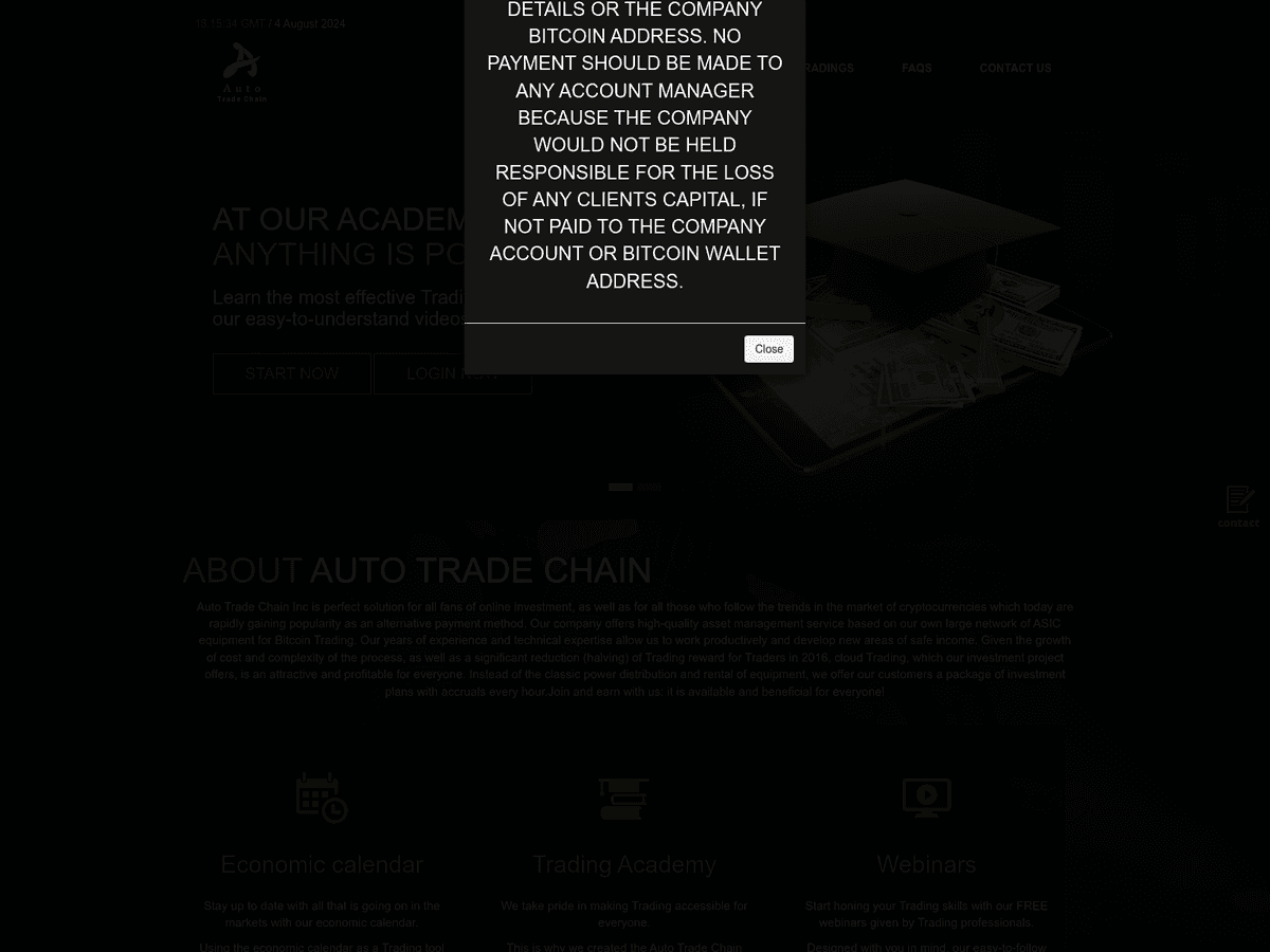 Screenshot von Autotradechain