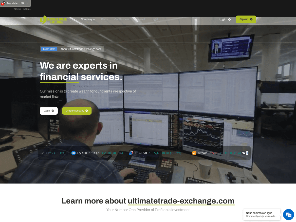 Screenshot von Ultimatetrade Exchange