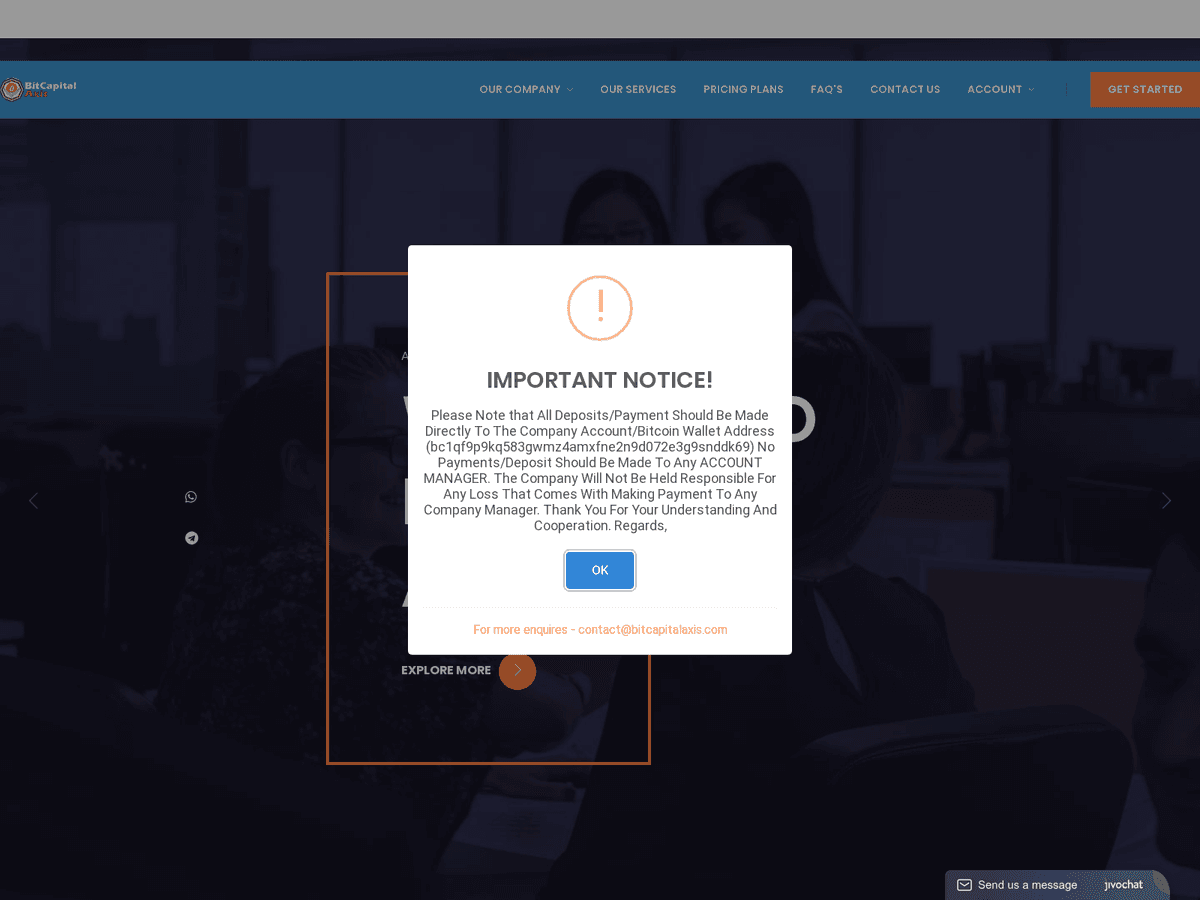 Screenshot von Bitcapitalaxiss