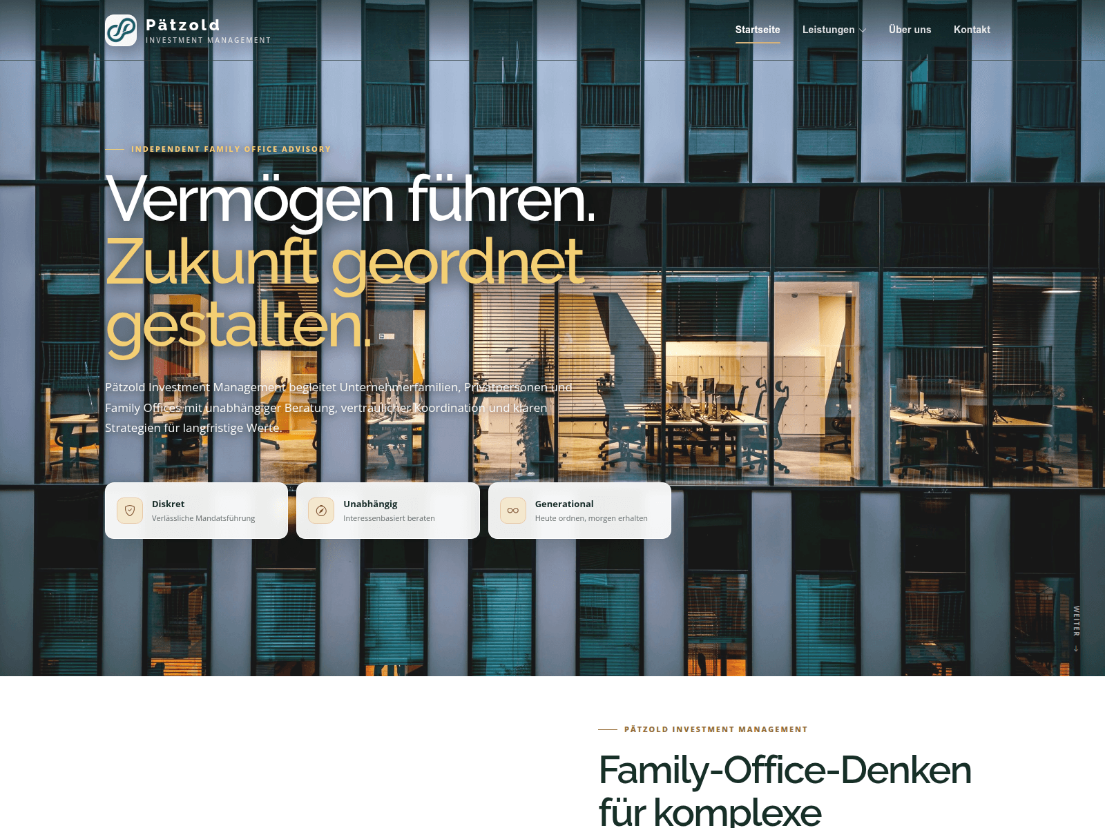 Screenshot von P Investment Management
