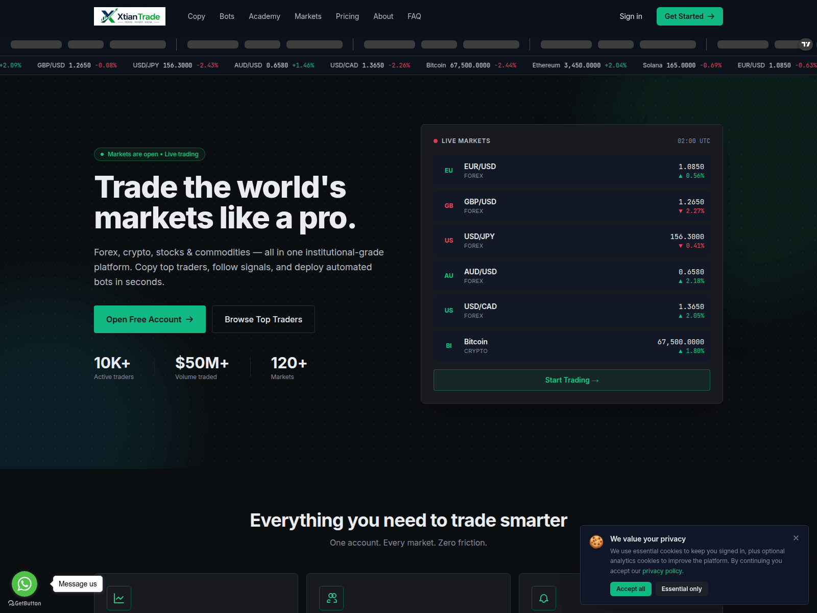 Screenshot von Xtiantrade